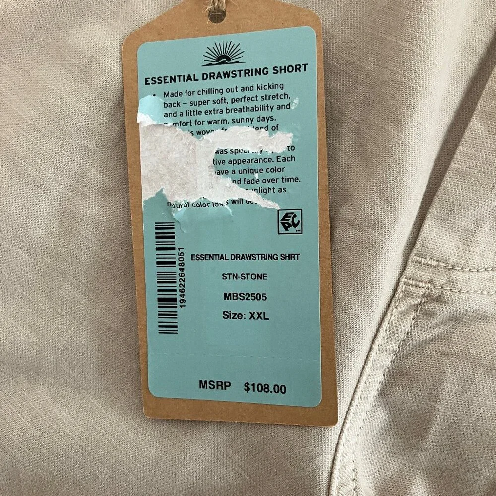 NEW Faherty Men's Essential Drawstring Shorts Stone XXL Organic Cotton $108